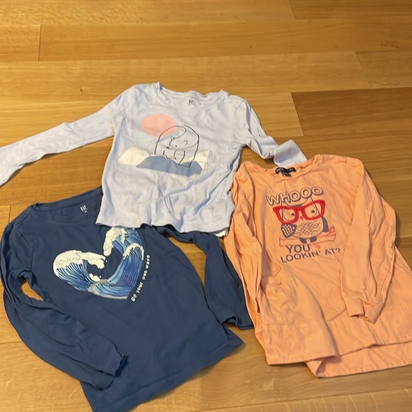 Set of 3 XS (4-5) Gap Kids long-sleeved t-shirts, 100% cotton - Picture 2 of 2
